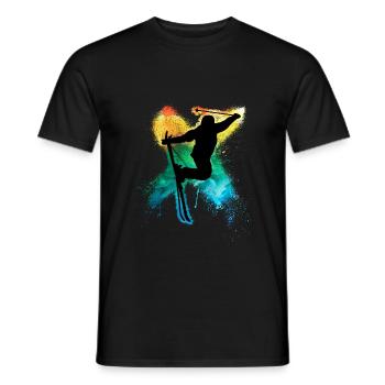 Freeski extrême freestyle trick arc-en-ciel - T-shirt homme - noir - Devant - AI Model Male 178 light (178cm)