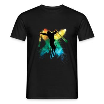 cool freeski vacances d’hiver ski coloré - T-shirt homme - noir - Devant - AI Model Male 178 light (178cm)