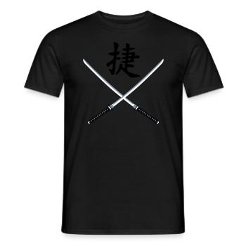 samurai_schwert_victory_3c - Männer T-Shirt - Schwarz - Vorne - AI Model Male 178 light (178cm)