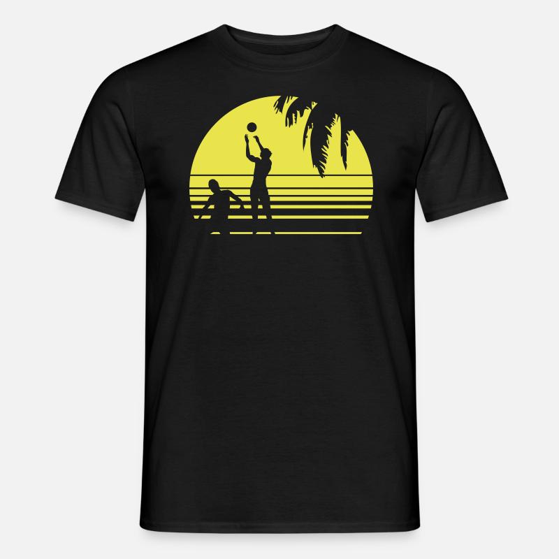 BEACH VOLLEYBALL SUNSET PALME 1C - Männer T-Shirt - Schwarz