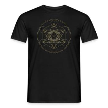 Metatron's Cube Holy Geometry Yoga Symbol - Men's T-Shirt - black - Front - AI Model Male 178 light (178cm)