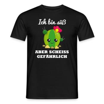 Süß Aber Gefährlich Spruch Lustig Kaktus - Männer T-Shirt - Schwarz - Vorne - AI Model Male 178 light (178cm)