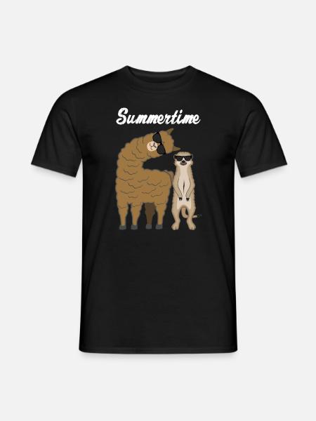 Été été lama suricate cadeau vacances - T-shirt homme - noir