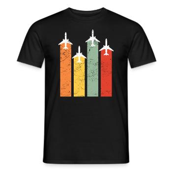 Pilot Aviation Flugzeug Flieger Geschenk Retro - Männer T-Shirt - Schwarz - Vorne - AI Model Male 178 light (178cm)