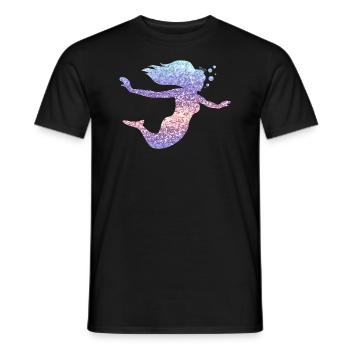 Sirène paillettes cadeau femmes filles - T-shirt homme - noir - Devant - AI Model Male 178 light (178cm)