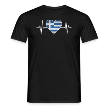 Grèce Grèce drapeau coeur cadeau de ligne ECG - T-shirt homme - noir - Devant - AI Model Male 178 light (178cm)