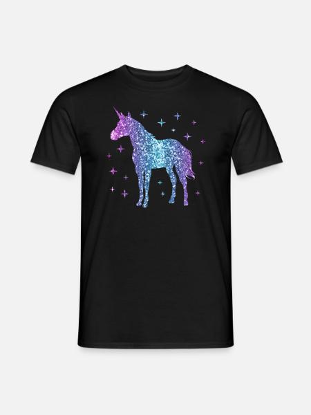 Einhorn Geschenk Mädchen Frauen Glitzer Unicorn - Männer T-Shirt - Schwarz