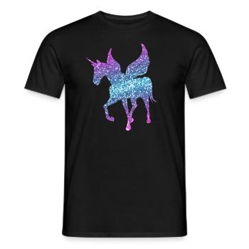 Licorne cadeau fille femmes paillettes Unicorn - T-shirt homme - noir - Devant - AI Model Male 178 light (178cm)