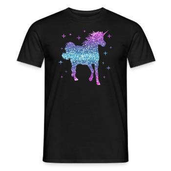 Licorne cadeau fille femmes paillettes Unicorn - T-shirt homme - noir - Devant - AI Model Male 178 light (178cm)