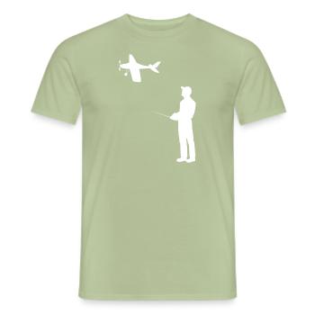 Modèle d’avion RC Volant Rétro Vintage Cadeau - T-shirt homme - vert sauge - Devant - AI Model Male 178 light (178cm)