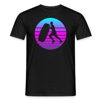 Bodybuilder Kraftsport Tire Flip Retro Gift - Men's T-Shirt - black - Front - AI Model Male 178 light (178cm)