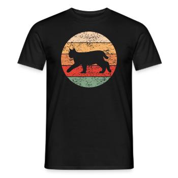 Luchs Retro Waldtiere Tierliebhaber Geschenk - Männer T-Shirt - Schwarz - Vorne - AI Model Male 178 light (178cm)