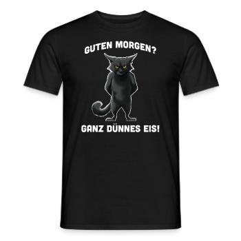 Guten Morgen Morgenmuffel Katzenspruch Shirt - Männer T-Shirt - Schwarz - Vorne - AI Model Male 178 light (178cm)