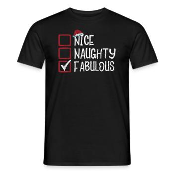 Christmas Funny Humor Nice Naughty Fabulous - Men's T-Shirt - black - Front - AI Model Male 178 light (178cm)