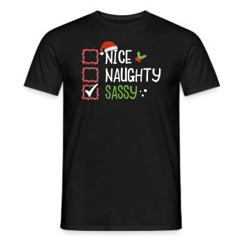 Christmas Funny Witty Humor Nice Naughty Sassy - Men's T-Shirt - black - Front - AI Model Male 178 light (178cm)