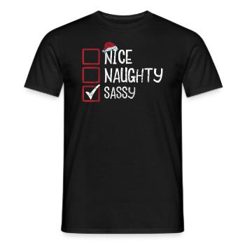 Christmas Funny Witty Humor Nice Naughty Sassy - Men's T-Shirt - black - Front - AI Model Male 178 light (178cm)