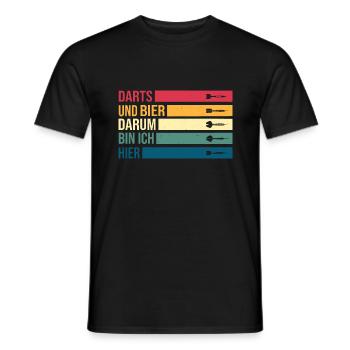 Darts und Bier darum bin ich hier Dartscheibe Dart - Männer T-Shirt - Schwarz - Vorne - AI Model Male 178 light (178cm)