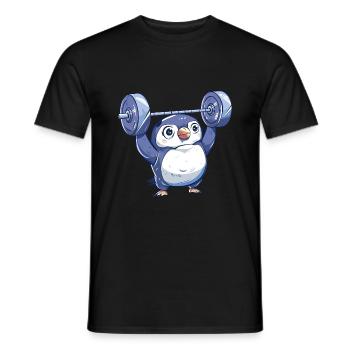 Pinguin Hantel Workout Cartoon - Männer T-Shirt - Schwarz - Vorne - AI Model Male 178 light (178cm)