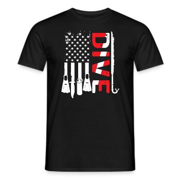 Scuba Dive Flag USA Drôle Graphique - T-shirt homme - noir - Devant - AI Model Male 178 light (178cm)