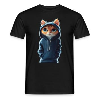 Bockige Katze mit Pullover - Männer T-Shirt - Schwarz - Vorne - AI Model Male 178 light (178cm)