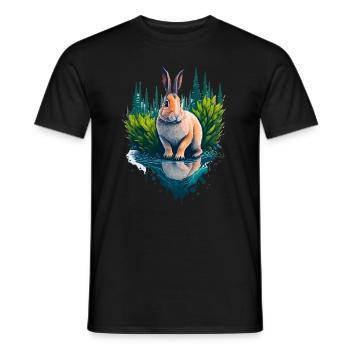 Belle illustration d’un lapin - T-shirt homme - noir - Devant - AI Model Male 178 light (178cm)