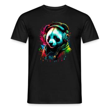 Abstract panda bear - Men's T-Shirt - black - Front - AI Model Male 178 light (178cm)