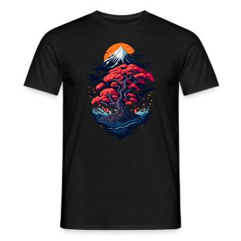 Beautiful bonsai tree scenery - Men's T-Shirt - black - Front - AI Model Male 178 light (178cm)