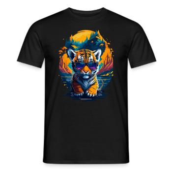Cute baby tiger - Men's T-Shirt - black - Front - AI Model Male 178 light (178cm)