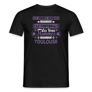 les vrais hommes regardent toulouse fans club foot - T-shirt homme - noir - Devant - AI Model Male 178 light (178cm)