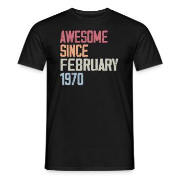 Février 1970, 75e anniversaire 1970 Fevrier 75 ans - T-shirt homme - noir - Devant - AI Model Male 178 light (178cm)