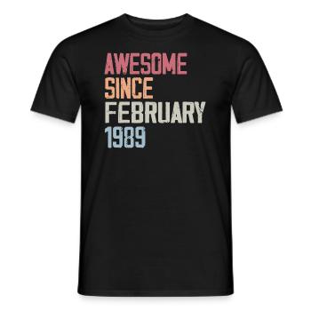 Février 1989, 35e anniversaire 1989 Fevrier 35 ans - T-shirt homme - noir - Devant - AI Model Male 178 light (178cm)