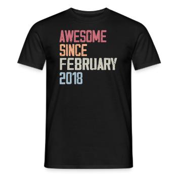 February 2018, 6th Anniversary 2018 February 6 years - Men's T-Shirt - black - Front - AI Model Male 178 light (178cm)