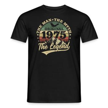 1975 Jahrgang Geburtstag Mann Mythos Legende - Männer T-Shirt - Schwarz - Vorne - AI Model Male 178 light (178cm)