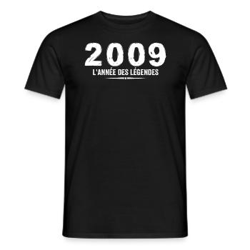2009 année des legéndes - Cadeau Anniversaire 2009 - T-shirt homme - noir - Devant - AI Model Male 178 light (178cm)