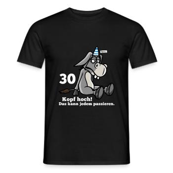 30 Kopf Hoch Das Kann Jedem Passieren Esel 30 Gebu - Männer T-Shirt - Schwarz - Vorne - AI Model Male 178 light (178cm)