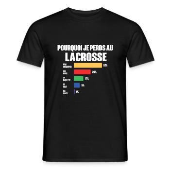 Maillot lacrosse je peux pas j'ai lacrosse - T-shirt homme - noir - Devant - AI Model Male 178 light (178cm)