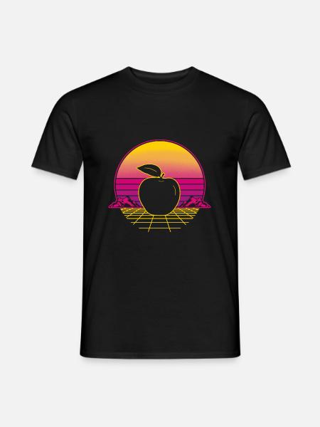 Apfel Obst Retro Vintage Retrowelle - Männer T-Shirt - Schwarz