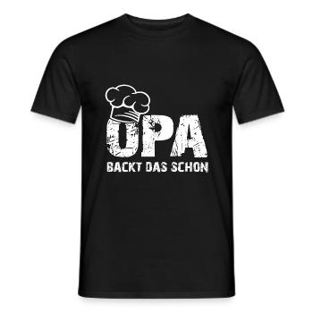 Opa backt das schon mit Bäckermütze und Spruch - Männer T-Shirt - Schwarz - Vorne - AI Model Male 178 light (178cm)