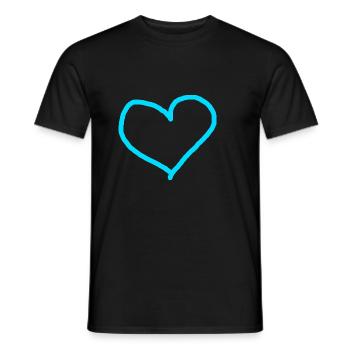 Heart Blue Light Blue Gift Idea Turquoise Cyan Love - Men's T-Shirt - black - Front - AI Model Male 178 light (178cm)
