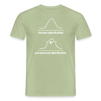 Distribution paranormale - T-shirt homme - vert sauge - Devant - AI Model Male 178 light (178cm)