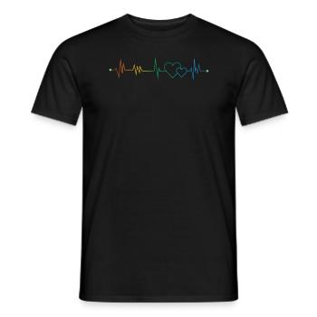 Rainbow Heartbeat - Men's T-Shirt - black - Front - AI Model Male 178 light (178cm)