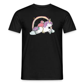 Flamingo-Reiten-Einhorn-Regenbogen-magischer Vogel Anima - Männer T-Shirt - Schwarz - Vorne - AI Model Male 178 light (178cm)