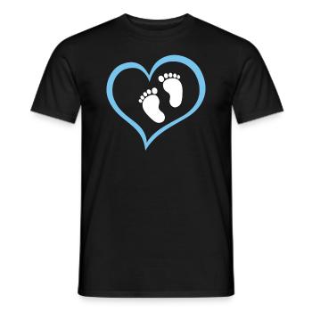 Baby Boy Footprint with Heart - Men's T-Shirt - black - Front - AI Model Male 178 light (178cm)
