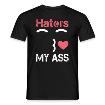 Haters kiss my ass. Hate küssen kuss smiley Herz - Männer T-Shirt - Schwarz - Vorne - AI Model Male 178 light (178cm)