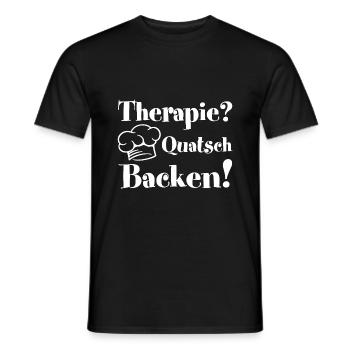 Backen ist Therapie mit Bäckermütze und Spruch - Männer T-Shirt - Schwarz - Vorne - AI Model Male 178 light (178cm)