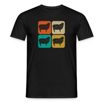 Rectangle de mouton Vintage mouton - cadeau drôle - T-shirt homme - noir - Devant - AI Model Male 178 light (178cm)