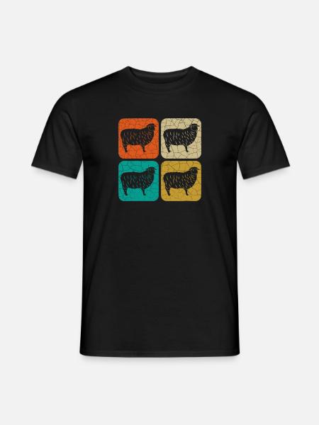 Schaf Vintage Sheep Rechteck - Lustig Geschenk - Männer T-Shirt - Schwarz