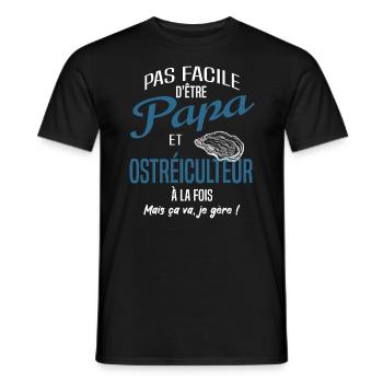 Papa ostréiculteur - T-shirt homme - noir - Devant - AI Model Male 178 light (178cm)