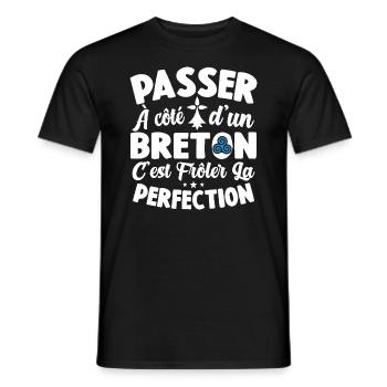 Bretagne Frôler La Perfection Cadeau Breton Breizh - T-shirt homme - noir - Devant - AI Model Male 178 light (178cm)