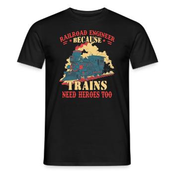 Citation d’ingénieur ferroviaire drôle de train - T-shirt homme - noir - Devant - AI Model Male 178 light (178cm)